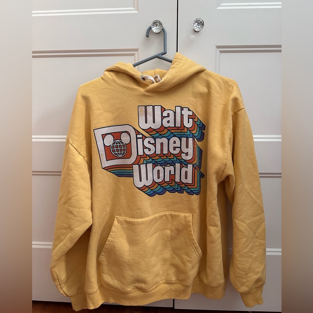 Disney Yellow Walt Disney World Crewneck Hoodie Large